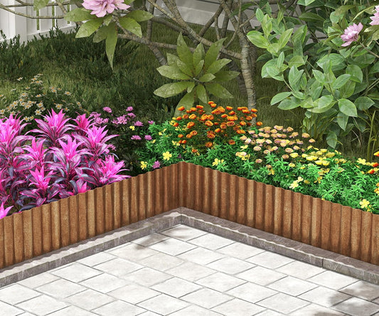 Metal Garden Edging Border, Corrugated Steel Landscaping, DIY for Lawn (Rusty, 6 Inch x 10FT)