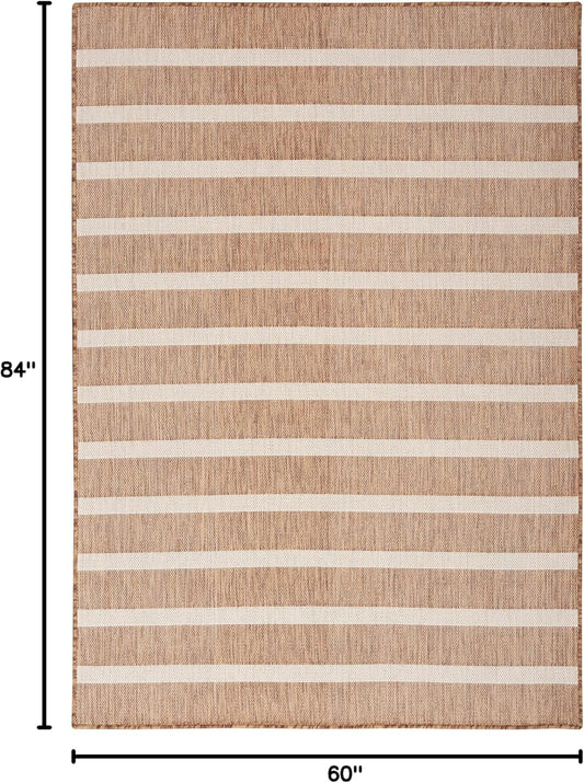 Nourison Home Positano Indoor/Outdoor Jute Ivory 5' x 7' Area Rug, Easy Cleaning, Non Shedding, Bed Room, Living Room, Dining Room, Deck, Backyard, Patio (5x7)