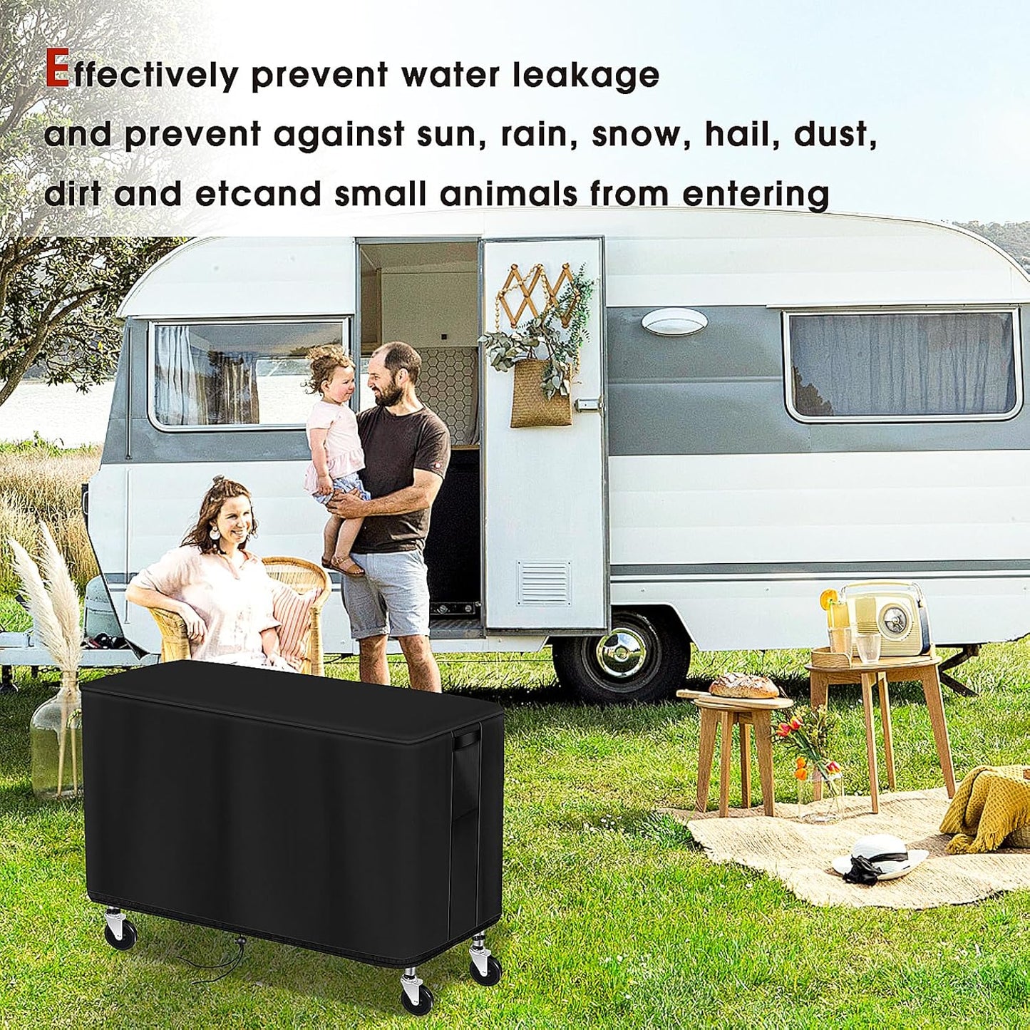 Outdoor Prep Table Cover, Plastic Utility Cart Cover for ELAFROS 550 lbs - 2 Tier Service Cart Waterproof Grill Carts Covers Rolling Tool Box Covering - 36" L x 18" W x 31" H