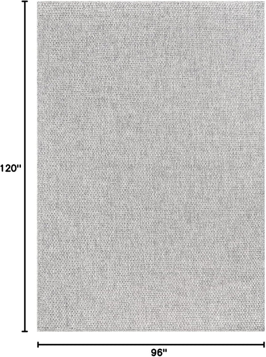 CAMILSON Easy Jute Rug 8x10, Indoor Outdoor Grey Color Area Rugs for Living Room Farmhouse Patio and Kitchen Rug, Solid Boho Woven Design, Easy-Cleaning, Washable Outside Carpet Alfombras (8 x 10)