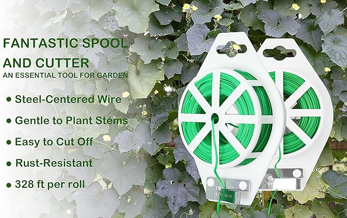 Gardzen 328ft Twist Ties, Reusable Coated Wire Plant Ties with Cutter, Ideal for Sealing Plastic Bags, Bread Bags, Organizing Cords, Gardening Activities