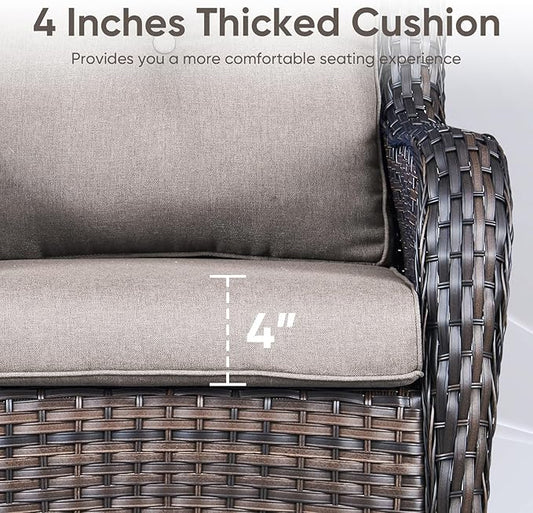 Patio Chair Cushions 4 Packs - Outside High Back Thickened Replacement Cushion 22x24 with Zipper Cover for Outdoor Rocking Swivel Chairs Loveseat Couch – Grey/Buckle