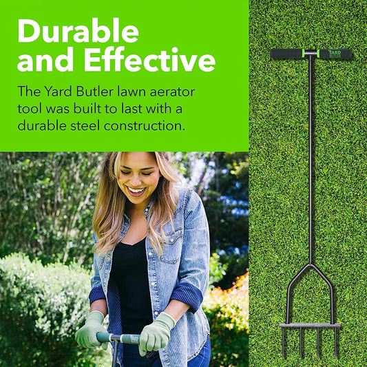 Yard Butler Aerators - Durable for Easy Lawn Care & Healthy Growth - Prevent Lawn Damage by Breaking Up Compaction - Ergonomic Gardening Tool, Spike Aerator