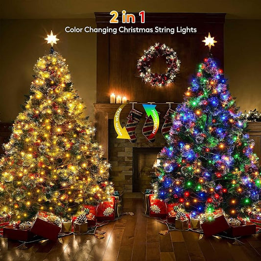 BlcTec Christmas Lights, 300 LED 108FT UL Certified Color Changing Christmas Tree Lights with Remote, 11 Modes, Timer, Waterproof, Connectable String Lights for Xmas Décor, Warm White & Multicolor