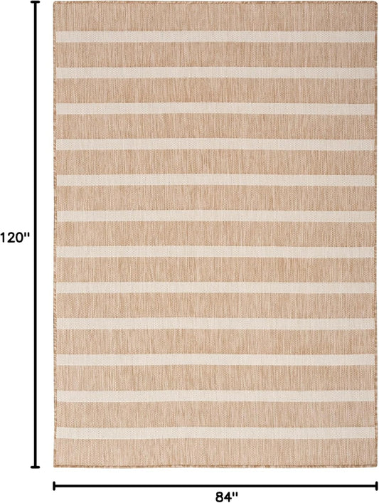 Nourison Home Positano Indoor/Outdoor Beige Ivory 7' x 10' Area Rug, Easy Cleaning, Non Shedding, Bed Room, Living Room, Dining Room, Deck, Backyard, Patio (7x10)