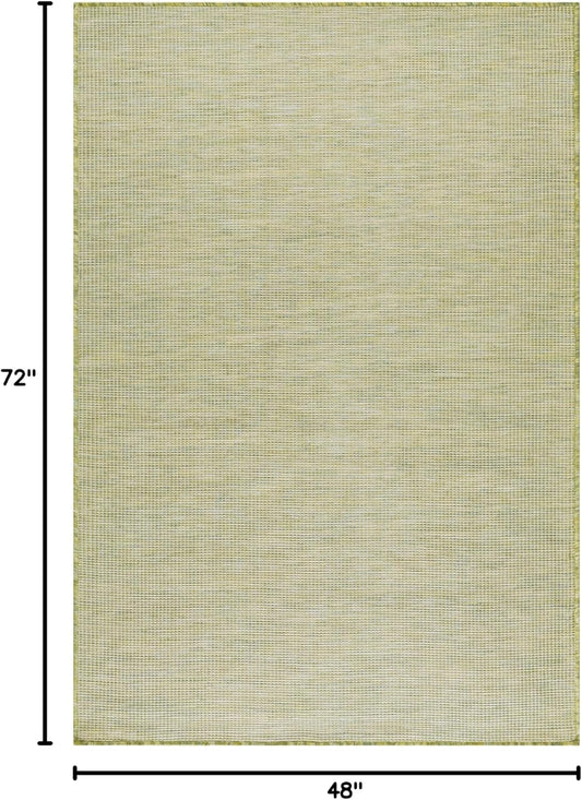 Nourison Home Positano Indoor/Outdoor Green 4' x 6' Area Rug, Easy Cleaning, Non Shedding, Bed Room, Living Room, Dining Room, Backyard, Deck, Patio (4x6)