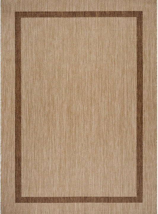 Bordered Outdoor Rug 5x7 Washable Outside Carpet for Indoor Patio Porch Waterproof Easy Cleaning Non Shedding Area Rugs Jute Beige - Nut Brown 5 x 7