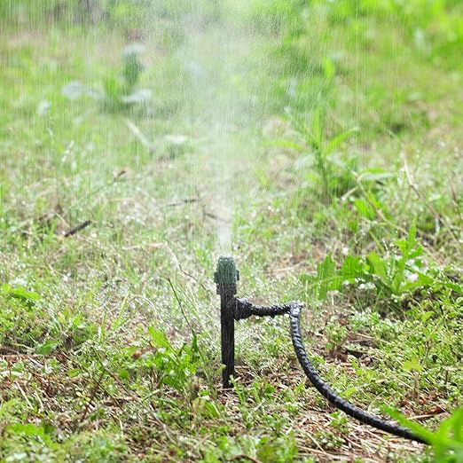 30Pcs Irrigation Misters Emitters for 1/4" Drip Tubing,Adjustable 360 Degree Automatic Atomizing Nozzles on 6.3" Arrow Stake Micro Spray Irrigation Kits for Patio Misting Plant Watering System