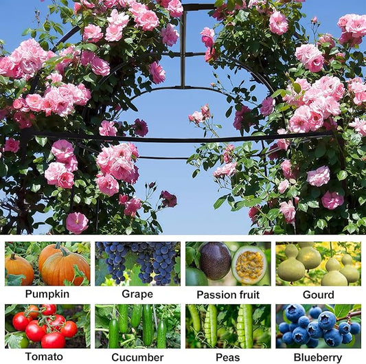 Garden Arch Trellis for Climbing Plants Outdoor 7.2 ft Height Large Tunnel Trellis Support for Vegetables Plant Cucumber Trellis for Garden Raised Bed, Black