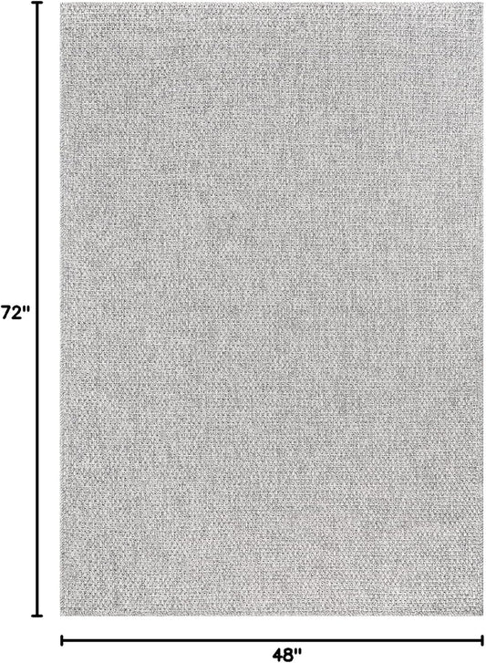 CAMILSON Easy Jute Rug 4x6, Indoor Outdoor Gray Color Farmhouse Area Rugs for Living Room Patio and Kitchen Rug, Solid Boho Woven Design, Easy-Cleaning, Washable Outside Carpet Alfombras (4 x 6)