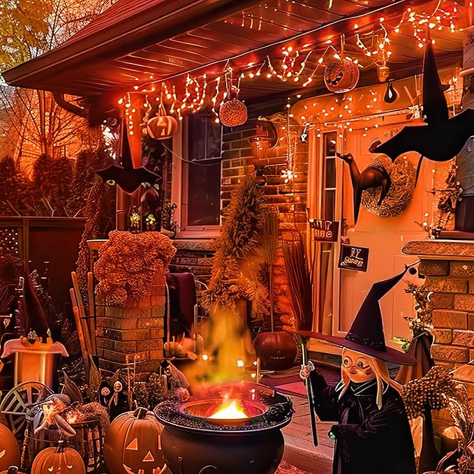 Techip Halloween Lights Orange String Lights Outdoor Indoor Waterproof 300LED Incandescent Mini String Lights 108FT Halloween Decorations for Tree Garden Party Carnival Thanksgiving Christmas Decor