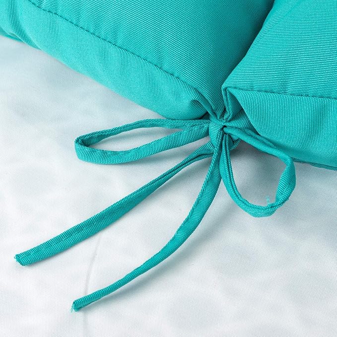 ARTPLAN All Weather Chair Outdoor Cushions Wicker Tufted Pillow with Back for Outdoor Furniture,Teal