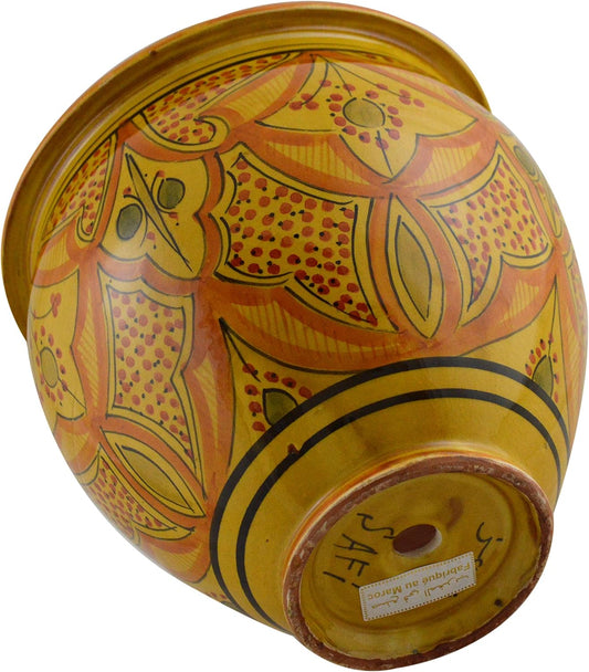 Handmade Ceramic Flower Pot Moroccan Indoor Outdoor Mediterranean Spanish Style Garden Drain Hole Planter Yellow