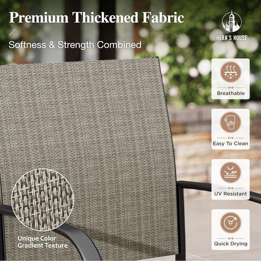 HERA'S HOUSE Round Patio Dining Set, 5 Piece Outdoor Metal Table and Chairs Set for Lawn Garden Backyard Deck