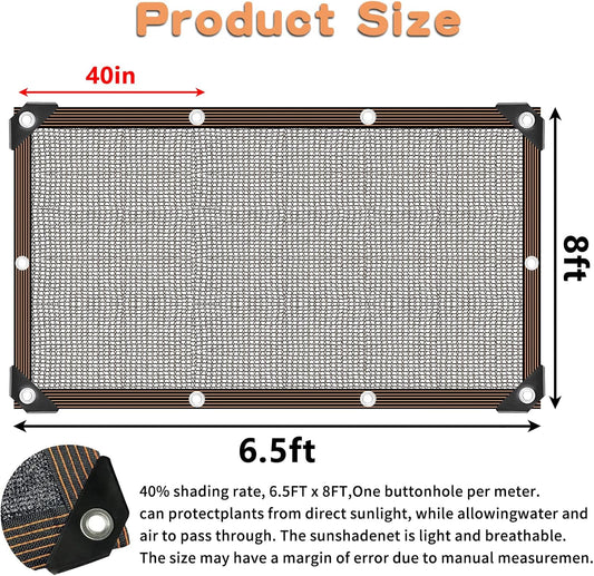 QLOFEI 40-50% Shade Cloth with Grommets, Sunblock Mesh Tarp Shade Neting Cover for Plant Greenhouse, Easier to Hang Shade Cloth for Patio Kennel Chicken Coop Lawn Pool Garden Shade Sail, 6x8 FT