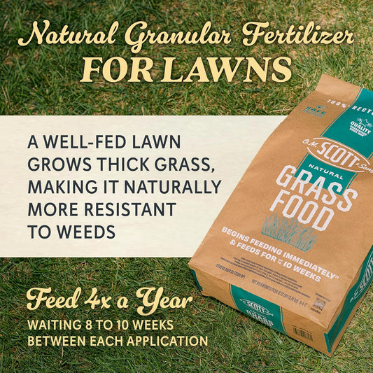 O.M. Scott and Sons Natural Grass Food, Food for Lawns, Fertilizes for up to 10 Weeks, Covers up to 2,000 sq. ft., 12.72 lbs.