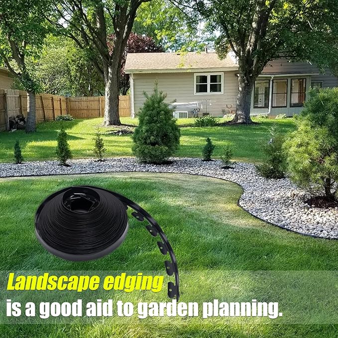 Landscape Edging 2 Inch Tall 100 FT, Garden Edging Border with 5 Pcs Connectors and 60 Pcs Anchoring Spikes for Garden Flower Beds Yard Lawn