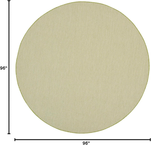 Nourison Home Courtyard Indoor/Outdoor Ivory Green 8' x Round Area Rug, Easy Cleaning, Non Shedding, Bed Room, Living Room, Dining Room, Backyard, Deck, Patio (8 Round)