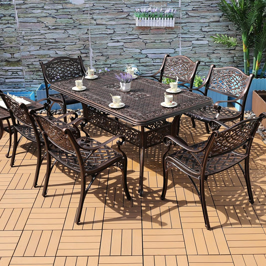 Outdoor Dining Chair Cast Aluminum Patio Chairs Set of 2 All-Weather Patio Dining Chair with Adjustable Feet for Backyard Garden (Die-Casting C Chair)