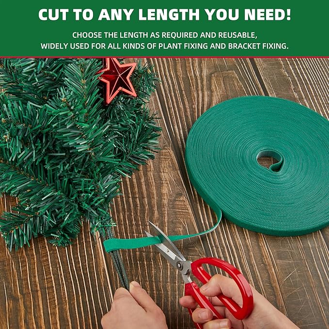 50 ft x 1/2 inch Reusable Plant Ties Roll for Indoor & Outdoor Plants, Non-Toxic Soft Garden Ties, Cut-to-Length Nylon Ties, Gentle Support for Climbing Plants, Tomato Peppers & Vines, Green