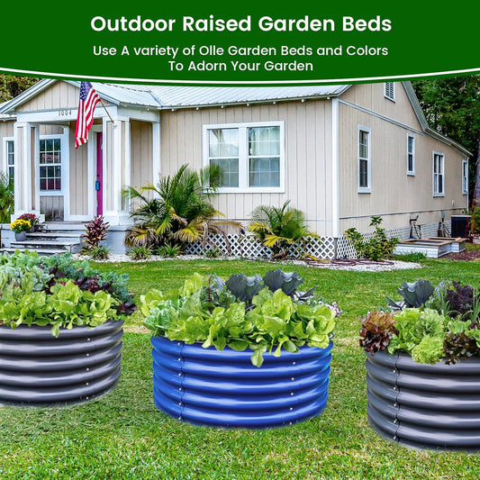 17" Tall, 42" Round Blue Raised Garden Bed Kit, Galvanized Metal Raised Garden Beds Outdoor for Vegetables Flowers,3.5 * 3.5 * 1.4Ft,Cobalt Blue