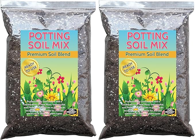Premium Potting Soil Mix with Peat Moss, Vermiculite, Perlite (Made in USA) (4 Dry Quarts) (Pack of 2)