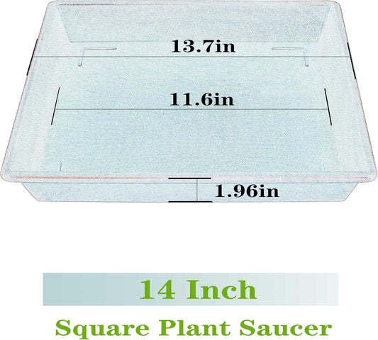 Square Plant Saucer 14 Inch 2 Pack,Plant Stand Plant Trays for Pots Heavy Duty Plastic Plant Saucers for Indoors Outdoors, Flower Pot No Holes Plant Lover Gardening Gifts