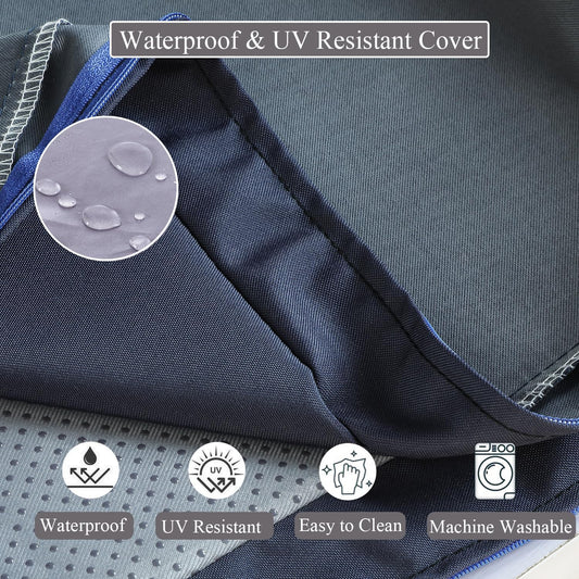 15 x 15 Inch Round Cushions for Outdoor Furniture Non-Slip Waterproof Patio Bistro Chair Cushion with Ties Bar Stool Seat Cushion for Kitchen Chairs Set of 2, Navy Blue