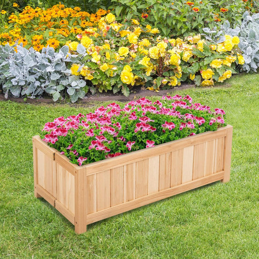 COSTWAY Wooden Planter Garden Bed, Folding Planter Box with Drainage Holes for Vegetables, Herbs, Fruits & Flowers, Outdoor Indoor Raised Planting Bed for Patio, Backyard, Lawn, 27.5"L x 12"W x 10"H