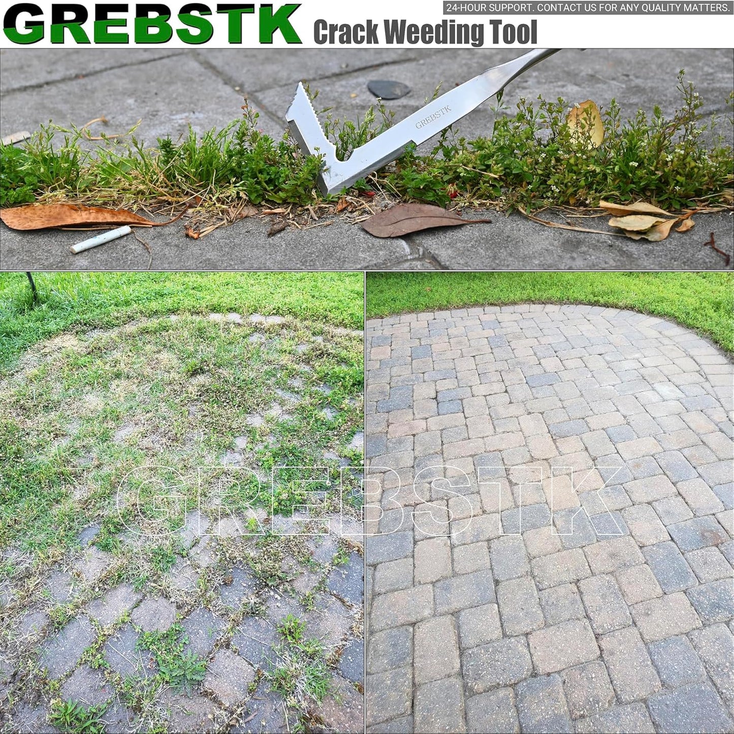 GREBSTK Crack Weeder Crevice Weeding Tool Stainless Steel Manual Weeder Beech Handle Gardening Tool, 22 inch