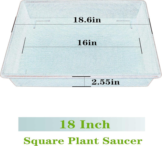 Square Plant Saucer 18 Inch 4 Pack, Plant Stand Plant Trays for Pots Heavy Duty Plastic Plant Saucers for Indoors Outdoors, Flower Pot No Holes Terracotta Plant Lover Gardening Gifts