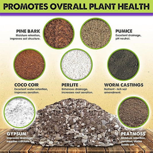 DUSPRO Recycle Pre-Mixed House Plant Soil Aroid Potting Mix 7-in-1 with Coco Coir, Peat Moss, Perlite, Worm Casting, Pumice, Pine Bark & Gypsum, Tropical Potting Mix for Indoor Plants, Herbs 8QRT
