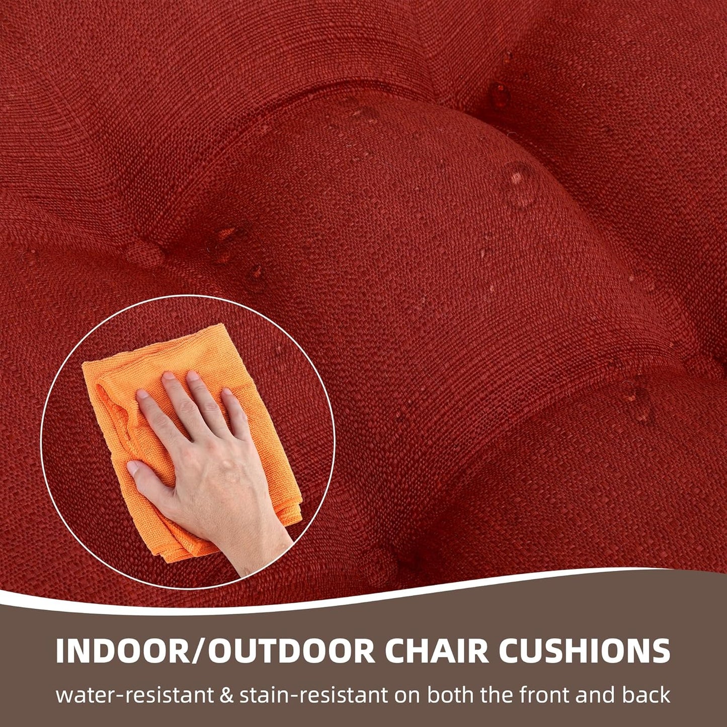 RACE LEAF Patio Chair Cushions 19x19 4 Pack, Thickened Outdoor Seat Cushions Water Resistant Stain Resistant Non-Slip Ties (Red)