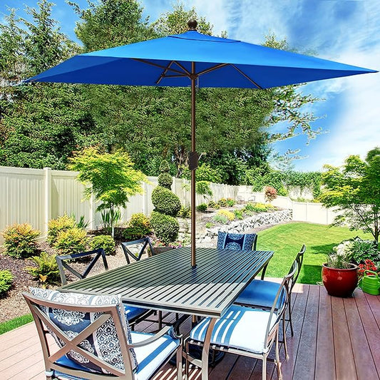 EliteShade USA 10-Year-Non-Fading 6.5x10Ft Rectangular Market Umbrella Patio Umbrella Outdoor Table Umbrella with Ventilation(Royal Blue)