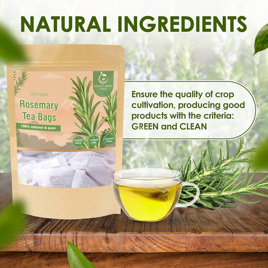 NHAT ANH FARM Premium Rosemary Tea Bags, 40 Count, 100% Natural Dried Rosemary Leaves, Naturally Sweet Herbal Tea, Sugar-Free, Caffeine-Free, No Additives
