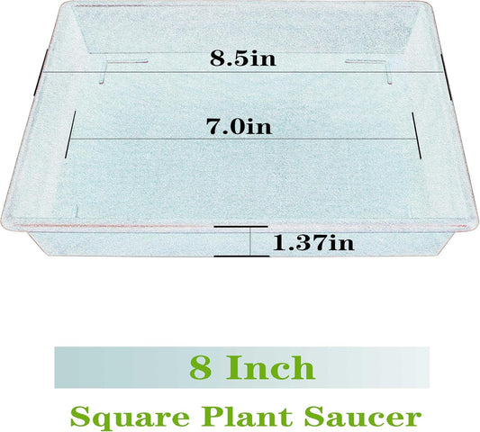 Square Plant Saucer 8 Inch 5 Pack, Plant Stand Plant Trays for Pots Heavy Duty Plastic Plant Saucers for Indoors Outdoors, Flower Pot No Holes Plant Lover Gardening Gifts