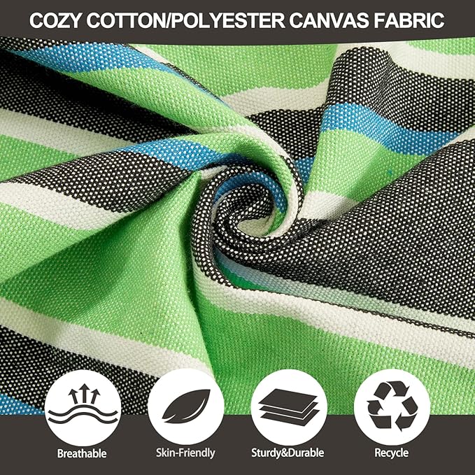 Brazilian Double Hammock with Tree Straps,Extra Large 94x63IN,2 Persons Hammock for Backyard Patio Outdoor and Indoor,450lbs Weight Capacity,Soft Woven Cotton Fabric - Black Stripe