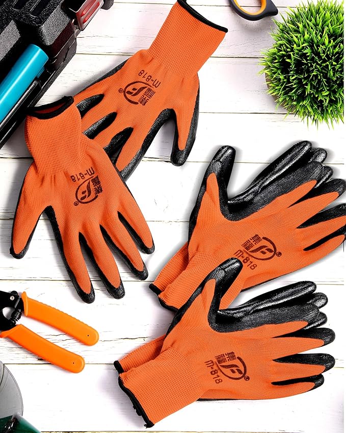 Nuogo 24 Pairs Gardening Gloves for Men Women Rubber Coated Landscaping Work Gloves Safety Work Construction