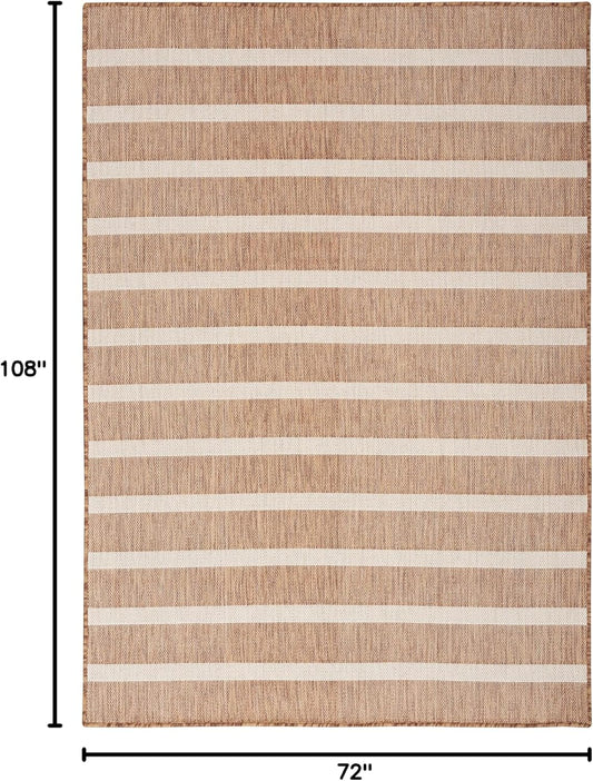 Nourison Home Positano Indoor/Outdoor Jute Ivory 6' x 9' Area Rug, Easy Cleaning, Non Shedding, Bed Room, Living Room, Dining Room, Deck, Backyard, Patio (6x9)