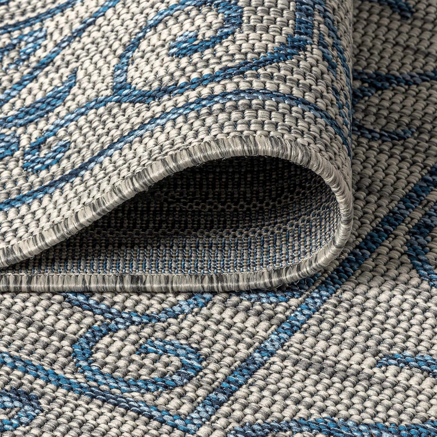 JONATHAN Y SMB106C-9 Charleston Vintage Filigree Textured Weave Indoor Outdoor Area Rug Classic Coastal Easy Cleaning Bedroom Kitchen Backyard Patio Non Shedding, 9 X 12, Gray/Navy