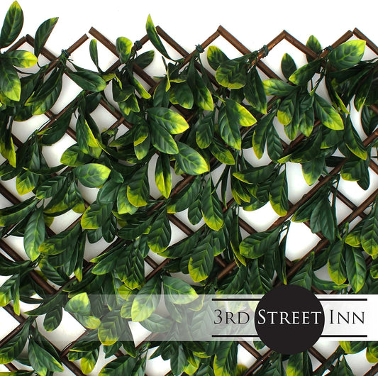 Laurel Leaf Trellis - Expandable Faux Privacy Fence - Lattice Panels for Outside - Bamboo Wood Trellis - Ivy Privacy Fence - Bamboo Trellis/Wall Trellis for Artificial Green Wall (1, Laurel)