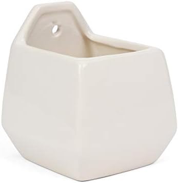 Milltown Merchants Succulent Wall Planter - Black Ceramic Planter - Succulent Plant Pot - Hanging Vase for Living Wall (1 Pack/Contemporary/White)