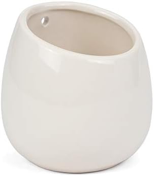 Milltown Merchants Succulent Wall Planters - Wall Vases - White Ceramic Wall Mounted Planters - Succulent Plant Pots - Hanging Vases for Living Wall (1 Pack/Modern/White)