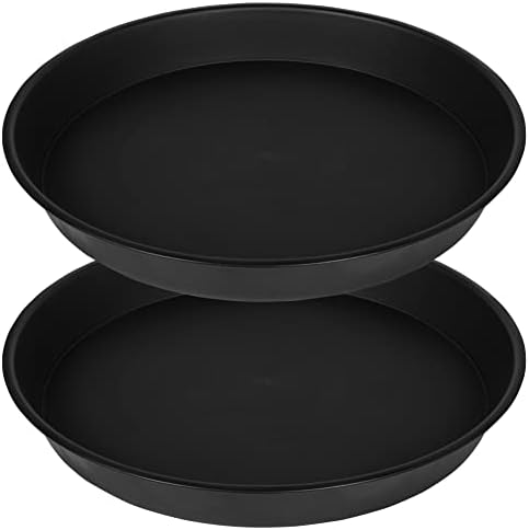 2 Pack of 16 17 inch Plant Saucer (15 inch Base), 2.3" Depth, Plant Trays for Pots, Plastic Plant Saucers for Indoors, Bird Bath Bowls, Flower Pot Drip Trays for Planter (17", Black)