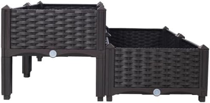 LuckyNote】4 Piece Raised Garden Bed with Legs, Self-Watering Planter Box Raised Bed to Grow Flowers, Herbs & Vegetables, Brown