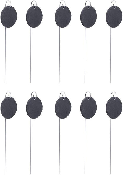 Slate Plant Label Steel Stake Weatherproof Tags Garden Nursery Markers Oval Shape 10PCS...
