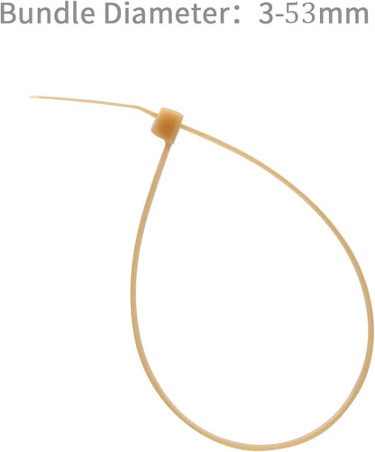 XINGO 100PCS Cable Zip Ties Heavy Duty, Premium Nylon Plastic Wire Ties with 50 Pounds Tensile Strength, Self-Locking Black Nylon Zip Ties for Indoor and Outdoor (12 inch, Gold)