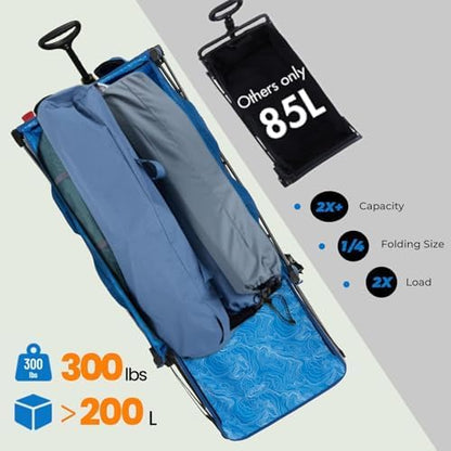 Overmont Collapsible Wagon with Tailgate - 49.2" Extended Heavy Duty Foldable Utility Wagon Folding Cart with All-Terrain Wheels for Outdoor Camping Sports Garden Beach Grocery - 300lbs Support