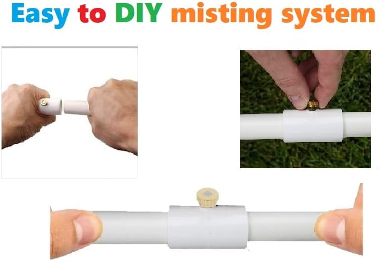 1/2 Inch PVC Coupling with Brass Mist Nozzle PVC Splitter with Brass Misting System Nozzles (Pack of 20)