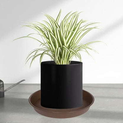6 Pack Plant Saucer Tray, 4 5 6 8 10 12 13 15 17 19 inch Plant Saucers, Heavy Duty Plastic Plant Drip Trays for Indoors, Flower Plant Water Tray, Plant Trays for Pots Base (6 inch, Chocolate)